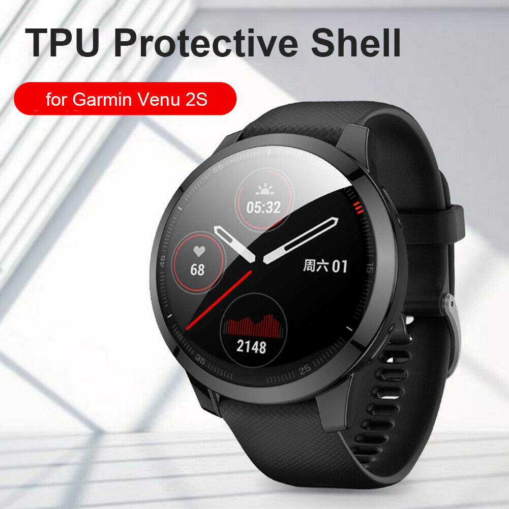 Watch Cover for Garmin Venu 2S/Vivoactive 4S TPU Protective Case (Black)
