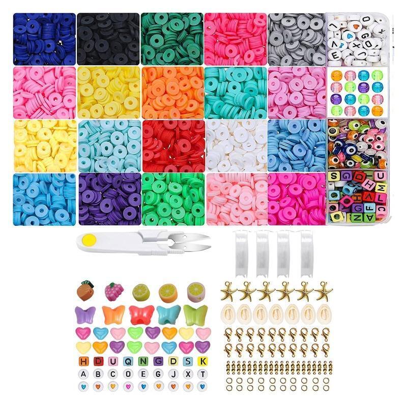 5000 Pcs Soft Clay Beads Flat Round Polymer Clay Beads DIY Jewelry Marking Kit