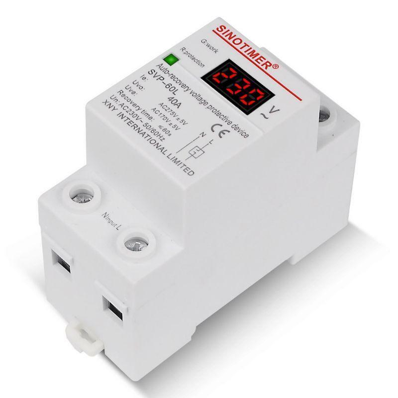 230V AC 40A LED Display Din Rail Adjustable Smart Automatic Recovery Protective