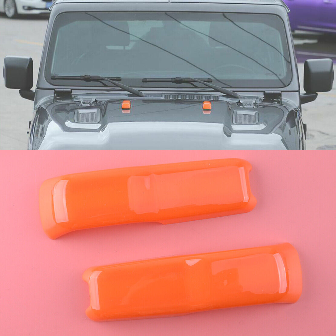Orange ABS Engine Hood Hinge Cover Fit For Jeep Wrangler JL & Gladiator JT