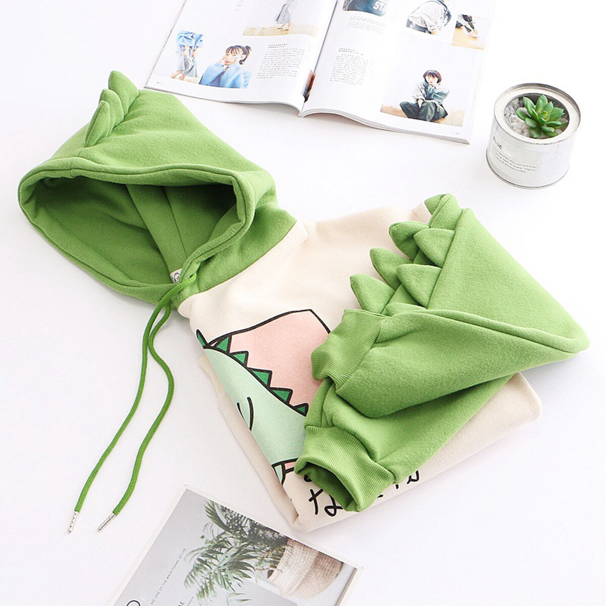 Women Teen Dinosaur Hoodies, Cute Animal Hooded Sports Sweatshirt (S)