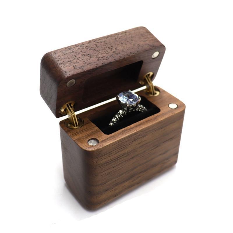 Ring Box Protection Case Wedding Ring Box with 1 Slot Handcraft Ring Box for Men