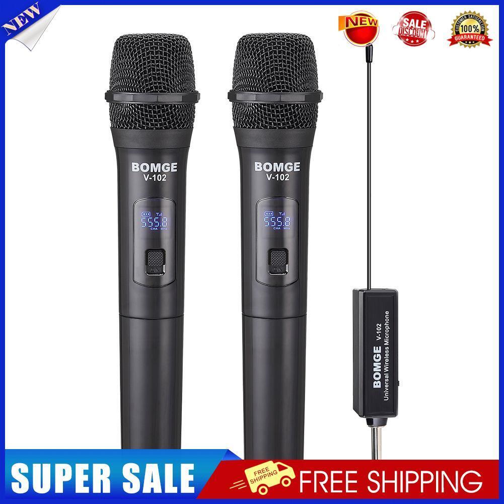 V-102 2pcs Wireless Microphone KTV Player Singing Speech Mic with Receiver
