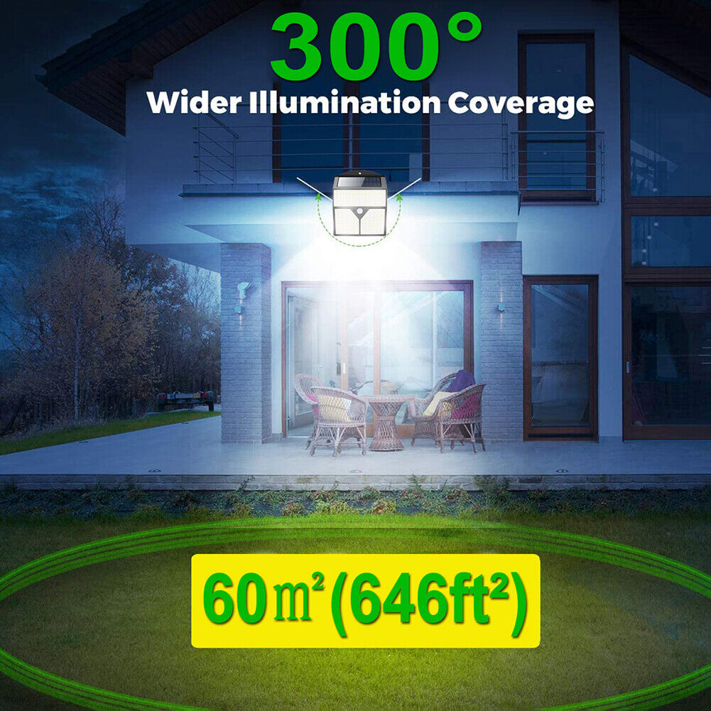 318 LED Solar Powered Lights Outdoor Wall PIR Motion Sensor Lamp (Single)