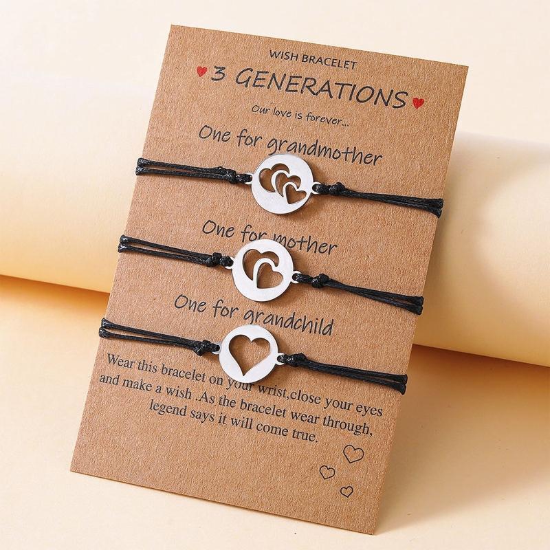 3 Pcs Pinky Promise Distance Bracelets Matching Hollow Love Heart Charm Bracelet