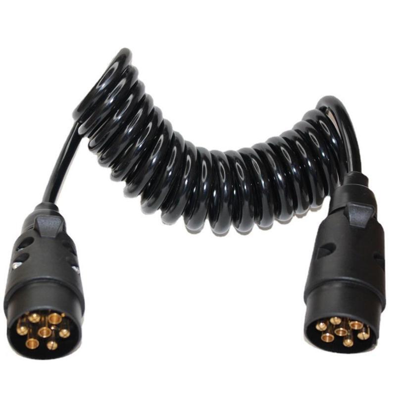 Trailer Truck Board Curly Connector Extension Cable 2M 7pin Plug Flying Socket