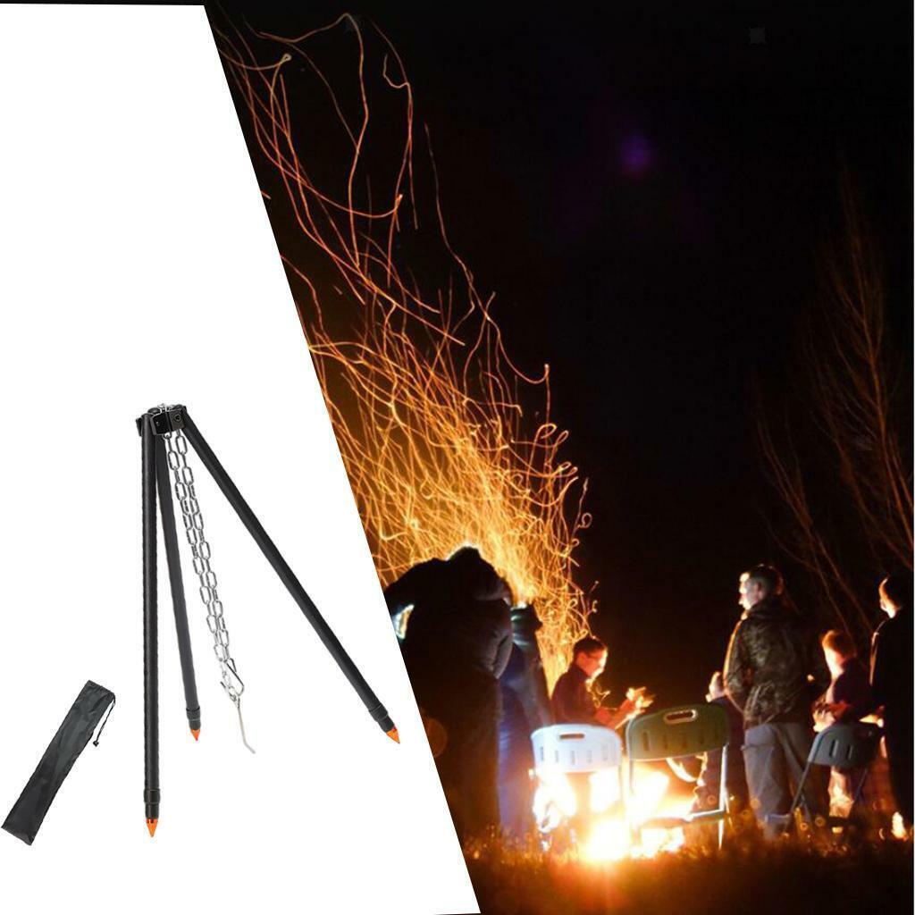 Adjustable Camping Tripod  BBQ Hanging Pot Hiking Tool Accessory
