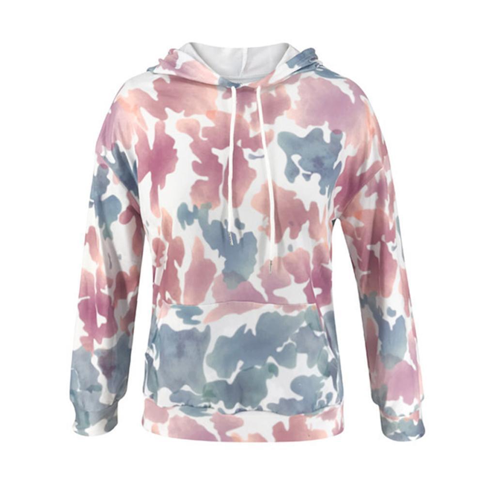 Fashion Women Autumn Loose Long Sleeve Print Hoodies Pocket Pullover (XL)