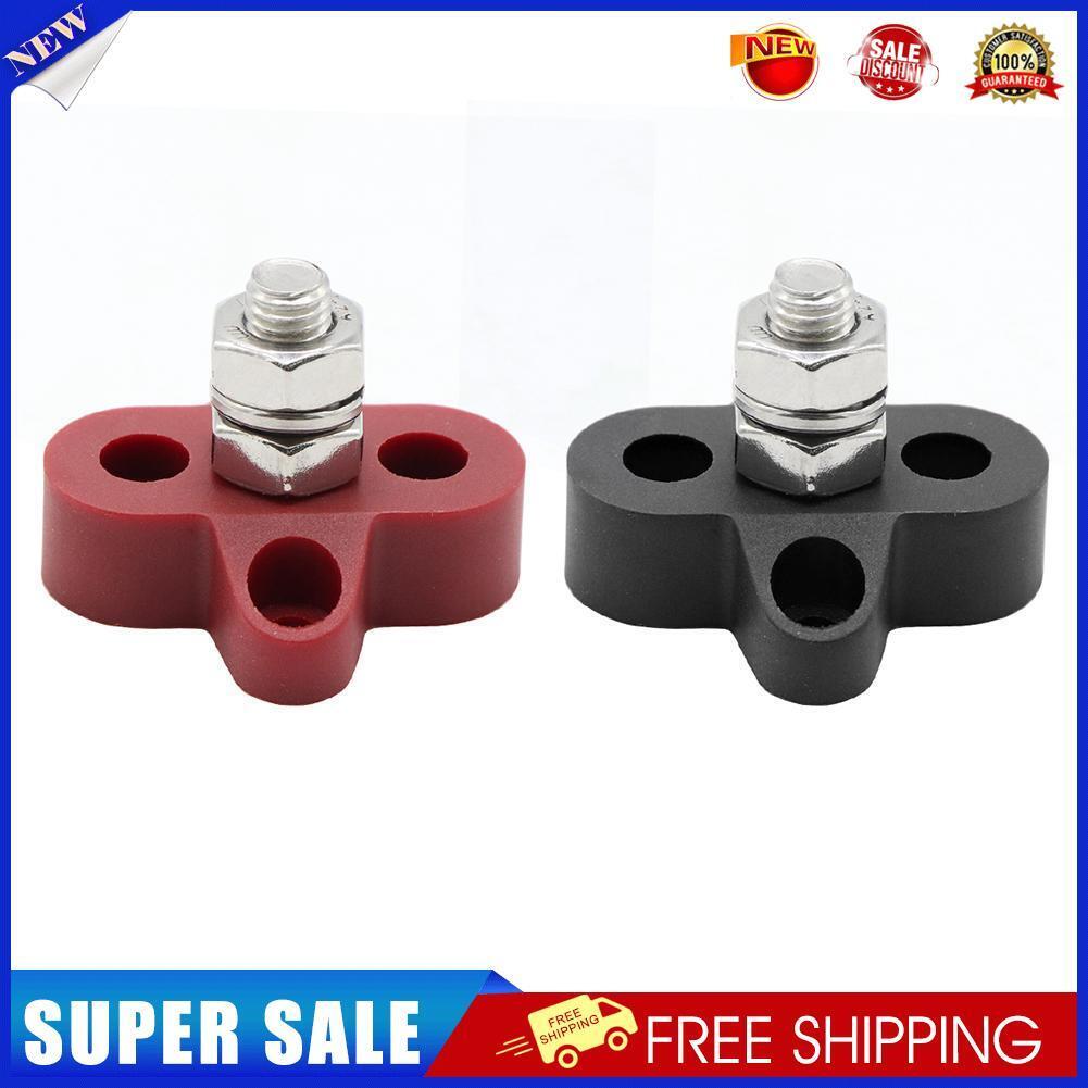 2pcs Bus Bar Terminal Blocks Single M8 Positive Power Distribution Studs
