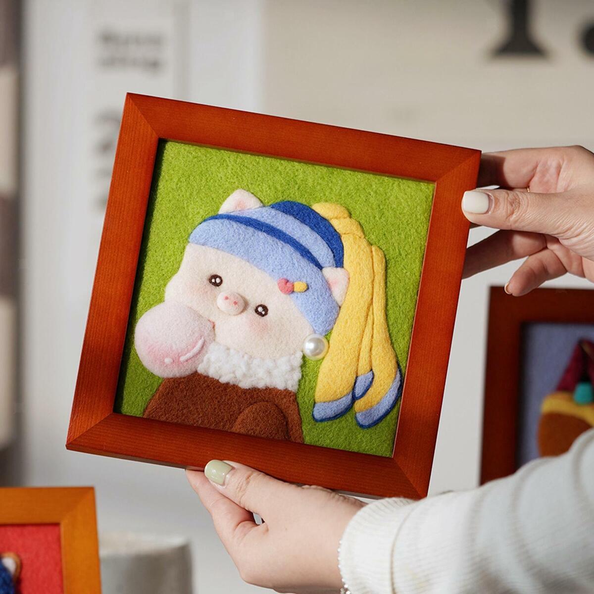2 Pieces Wool Needle Felt Kit, Painting Picture Ornament Gift for