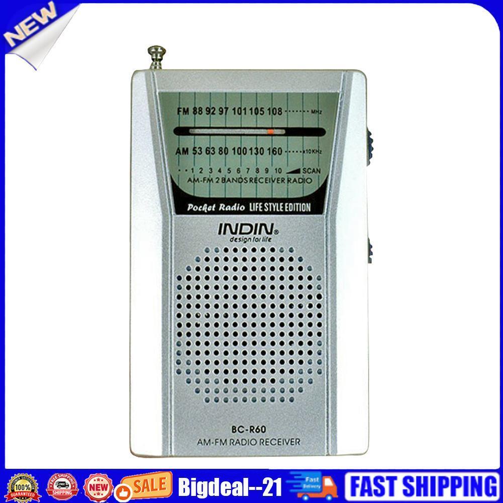 Portable AM FM Radio BC-R60 2AA Battery Operated with Speaker Earphone Jack