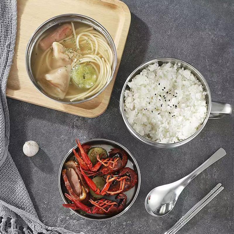 Double-Layer Lunch Box Food Grade Stainless Steel Leak-Proof with Handle Durable