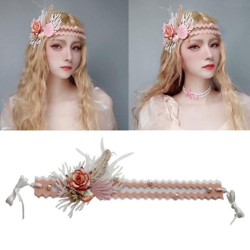 Bohemia Headpiece Flower Shell Hair Band Seaside Tiara Jewelry for Ceremony
