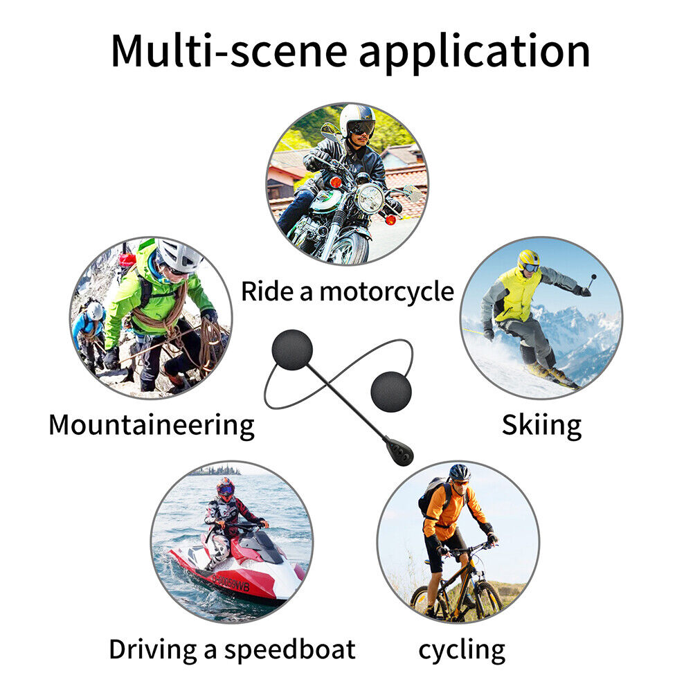 T6 Wireless Bluetooth-compatible Stereo Motorcycle Helmet Headsets with Mic