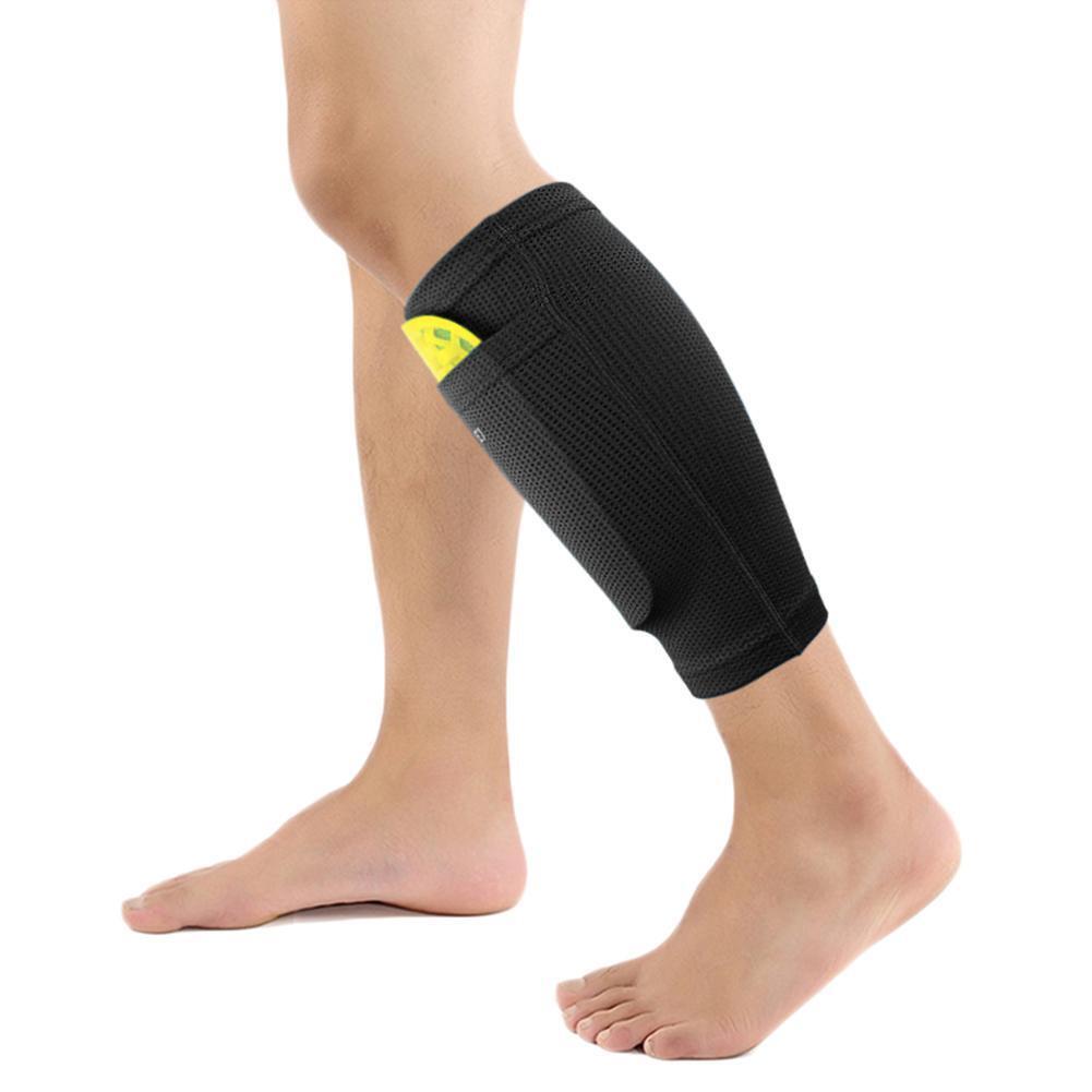 1 Pair Soccer Protective Socks Shin Pads Shin Guard with Pocket (Black S)