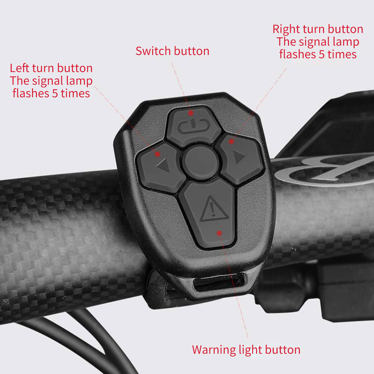 Bicycle Turn Signal Taillight Rechargeable Remote Control Rear Light (Red)