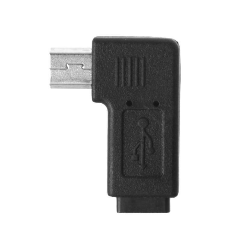 USB 2.0 Micro 5Pin Female To Mini 5Pin Male 90° Angle Left Right Converter