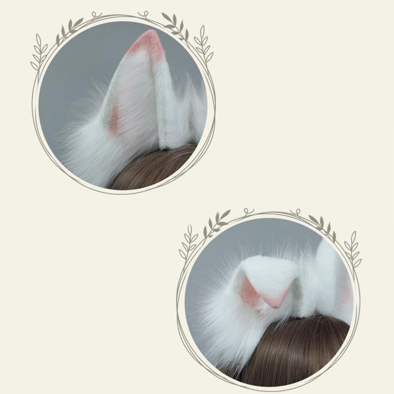 Faux Fur Wolf Ears Cat Ear Headband Hair Hoops Night Party Anime Lolita Hairband