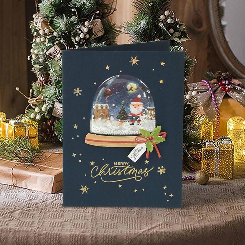 Christmas Greeting Cards Foam Snowflake Advanced Blessing Crad With Envelope