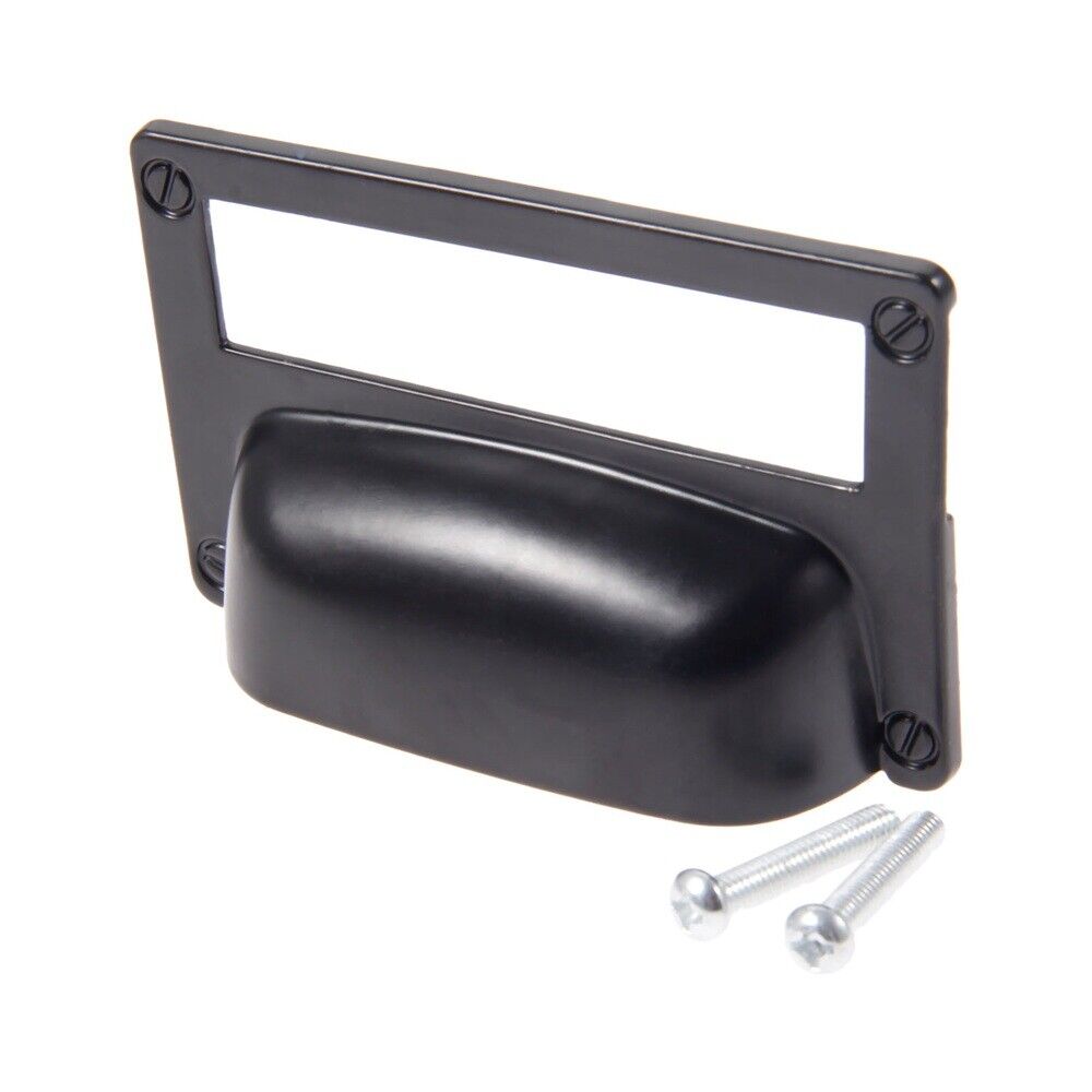 Black Zinc Alloy Drawer Cabinet Shell Label Card Holder Pull Handle Door Knob
