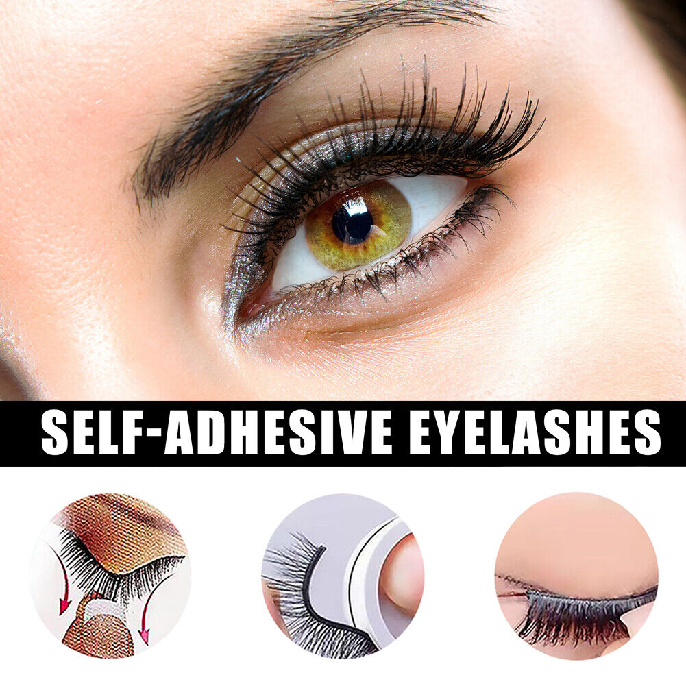 Reusable Self-Adhesive Curly Eyelashes Long Thick False Eyelashes (Natural)