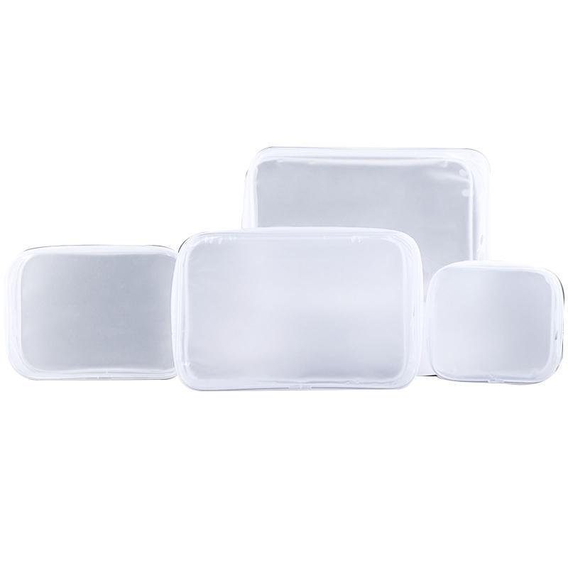 4Pcs Clear Zipper Toiletry Bag Waterproof PVC Transparent Makeup Cosmetic Pouch