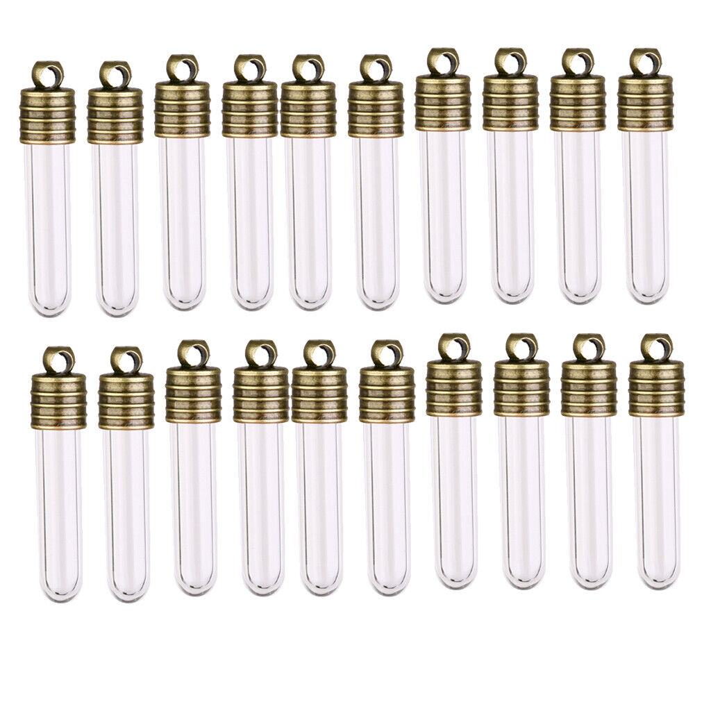 20Pcs Mini Empty  Tube Vials Charms Wish Bottles Pendant Clear