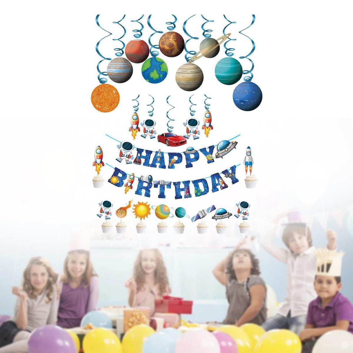 26Pcs Cute Space Themed Party Supplies for Wedding Baby Shower Decorations