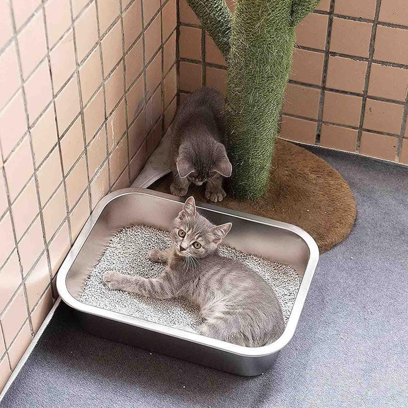 Cat Litter Pan for Older Cats Stainless Steel Small Smooth Surface Never Rust
