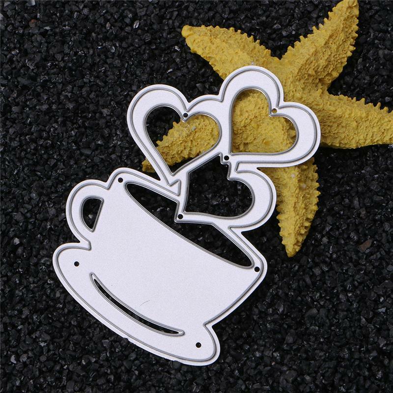 Heart Coffee Cutting Dies Stencils Scrapbook Album Paper Card Embossing Craft