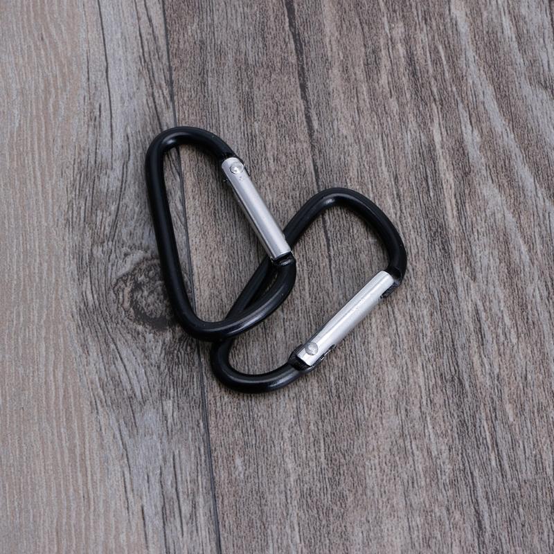 10PCS Black D Carabiner Camp Spring Snap Clip Hook Keychain Climbing Hiking
