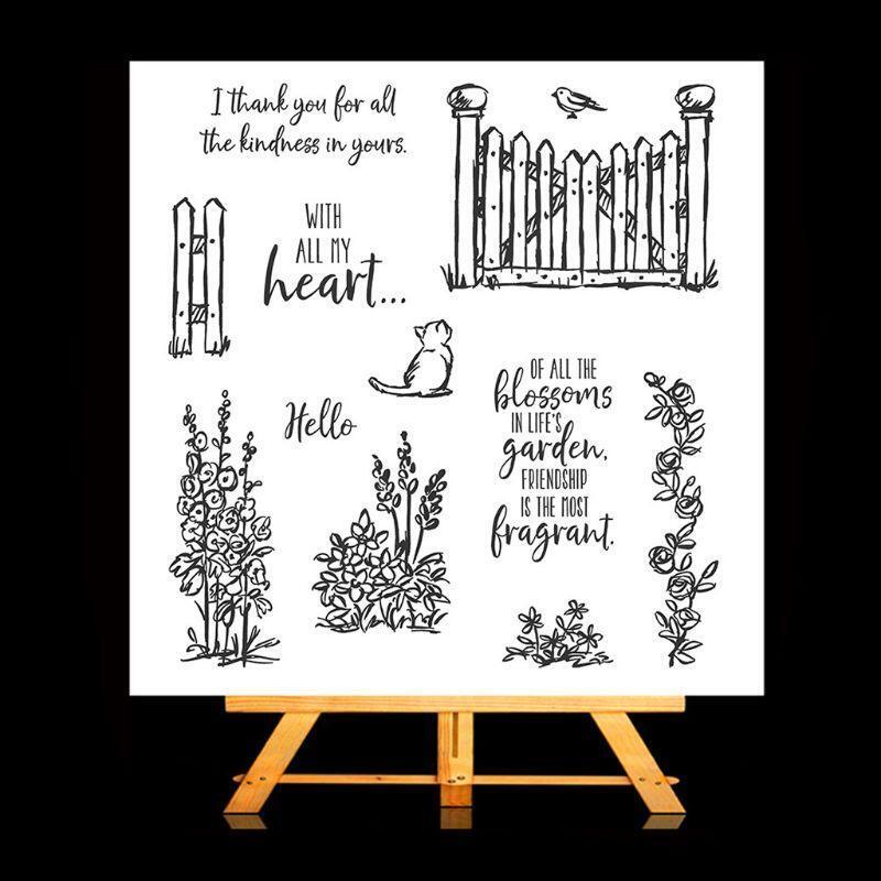Cat in the Garden DIY Silicone Clear Stamp Seal Scrapbook Embossing Album Decor