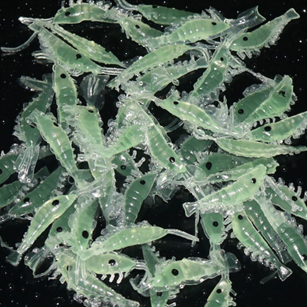 50pcs Luminous Shrimp Soft Lure 3cm Night Fishing Bait Fluorescent Glow
