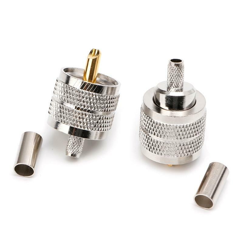 10PCS UHF Male PL259 Plug Crimp RG58/142 LMR195 RG400 Screwed Coupling Connector