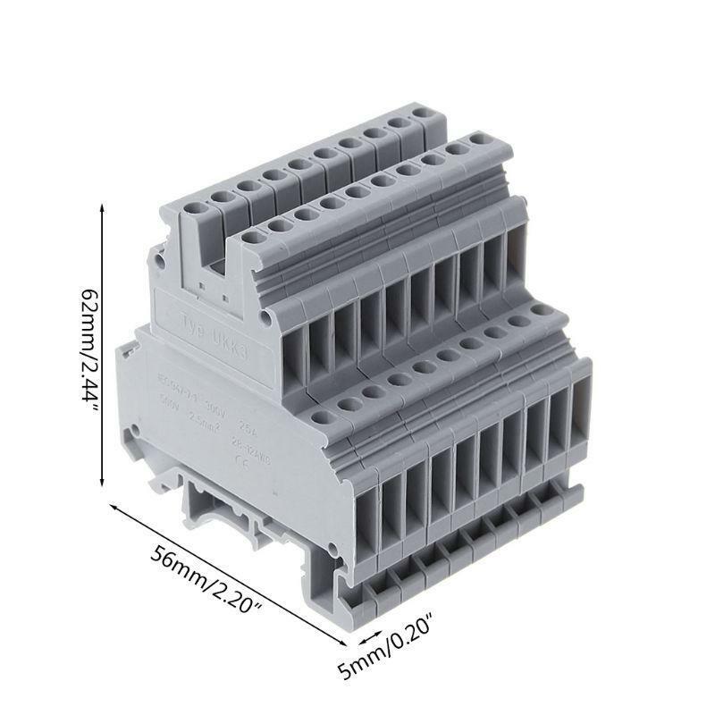 50 Pcs UKK3 DIN Rail Double Level Dual Row Terminal Block 500V 25A 28-12AWG Gray