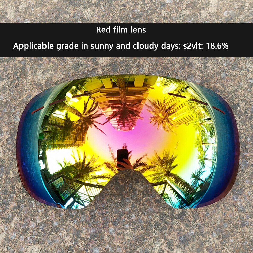 Ski Goggles Anti-Fog Snowboard UV Protection Sports Glasses (Red Lens)