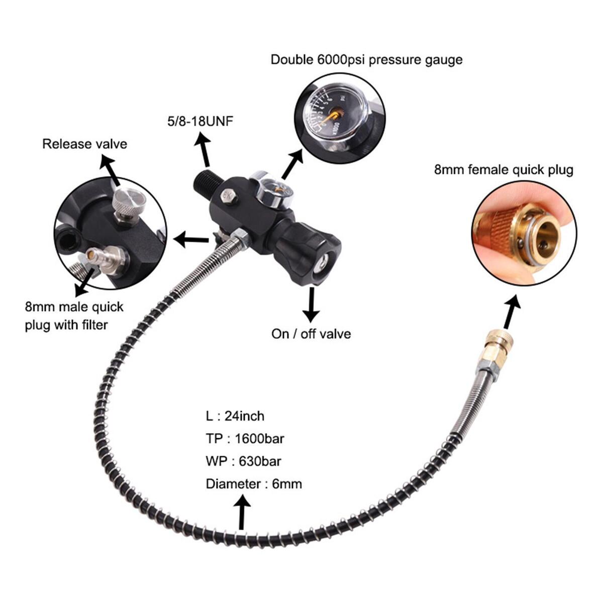 Charging Valve Alloy Air Fill Station Refill Adapter for Fire Fighting Tank