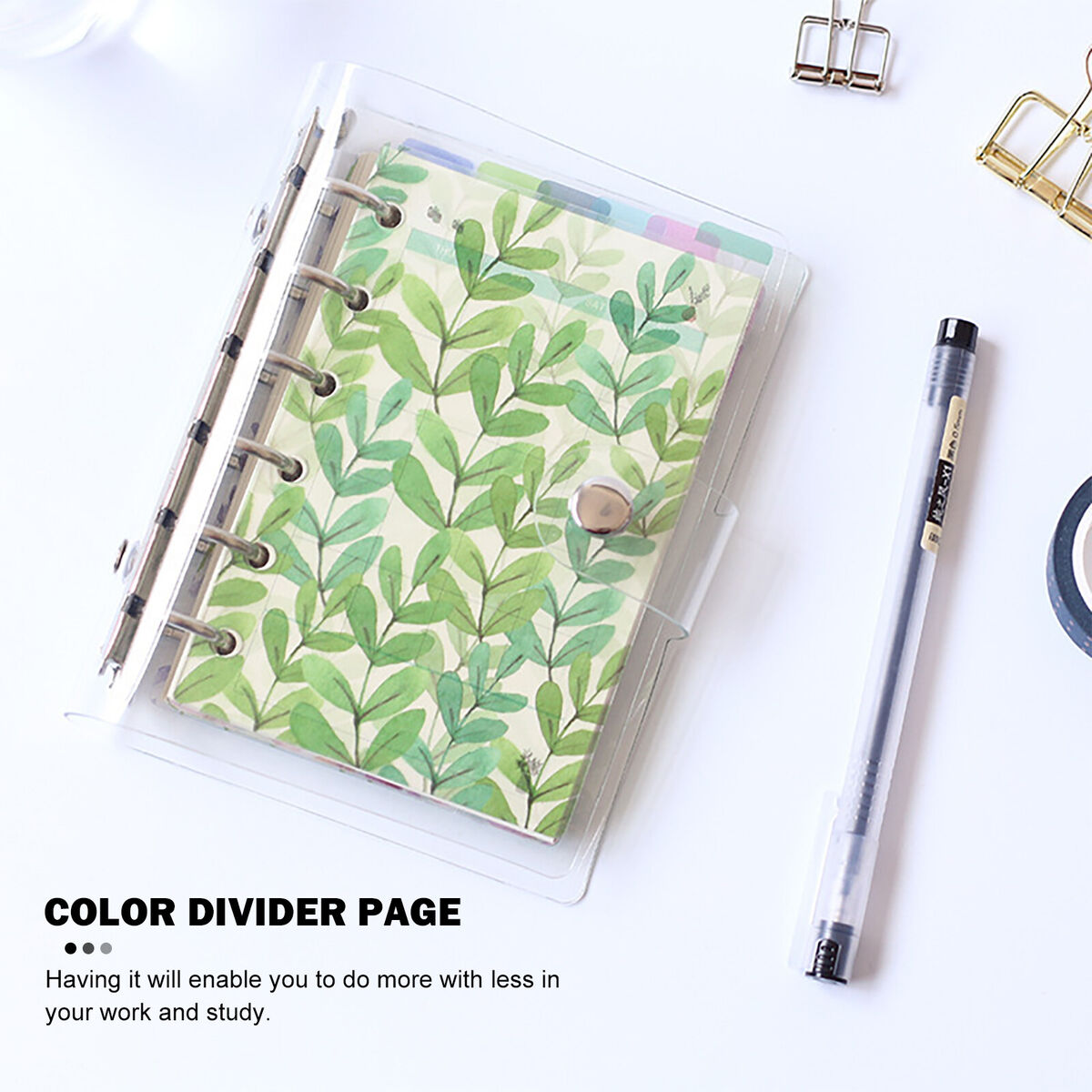6-Ring Loose Leaf Binder Journal Transparent Notebook Insert Pages (A5)
