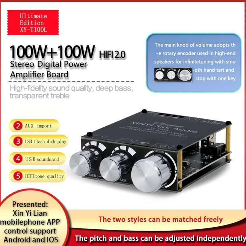 Digital Power Amplifier Board 100W+100W 3.5mm AUX 2.1 Channel Class D 5V-24V 10A