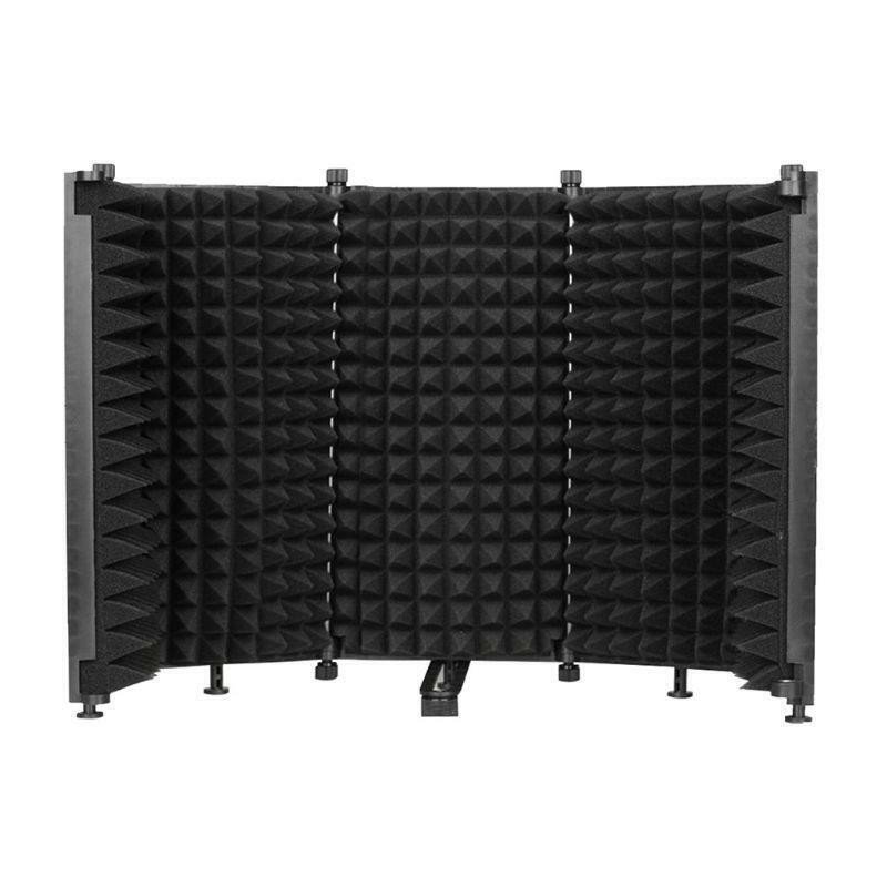 Portable Microphone Isolation Shield Adjustable Angle Foldable Cover Wind Screen