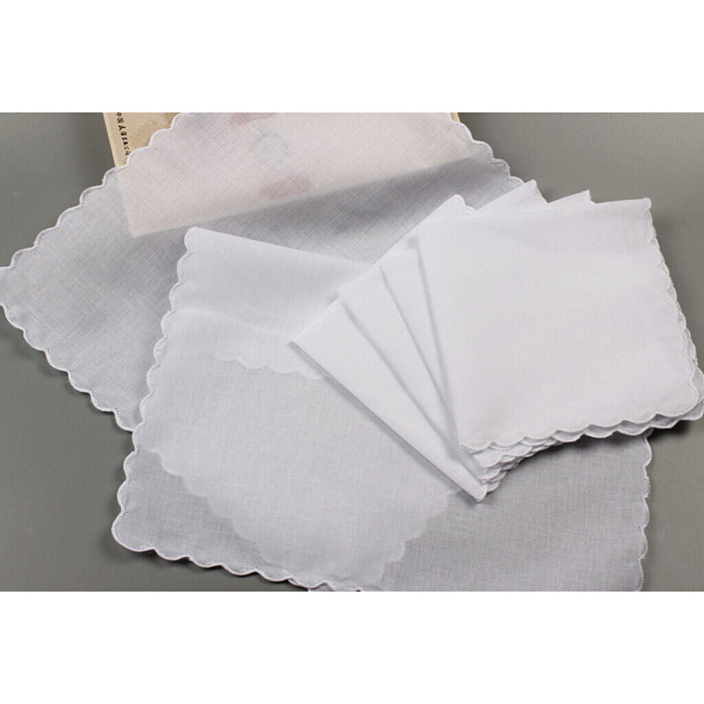 12x  Plain White Hankie Ladies Wedding  Square Hanky Bulk
