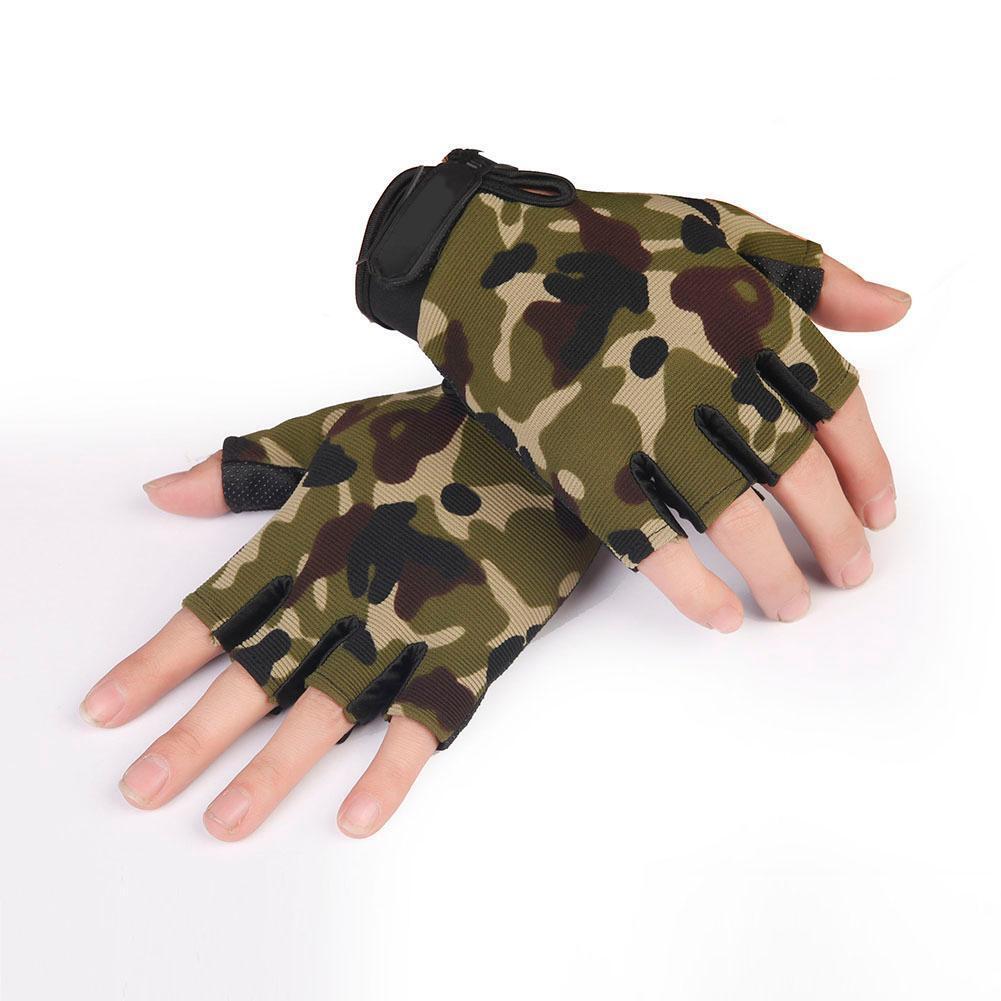 Men Anti Slip Tactics Fitness Sport Half Finger Gloves (Camouflage)