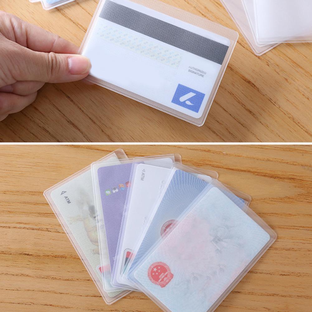 100pcs PVC Card Sleeve ID Badge Case Bank Credit Cards Protector Holder