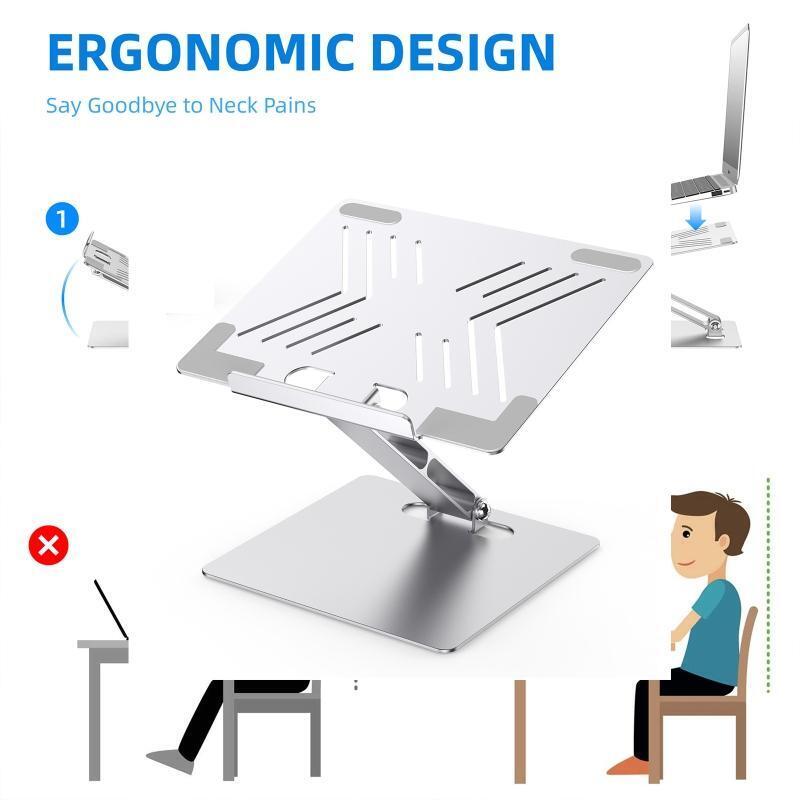 Aluminum Adjustable Laptop Stand Avoid Neck Pain for Travel Home Office