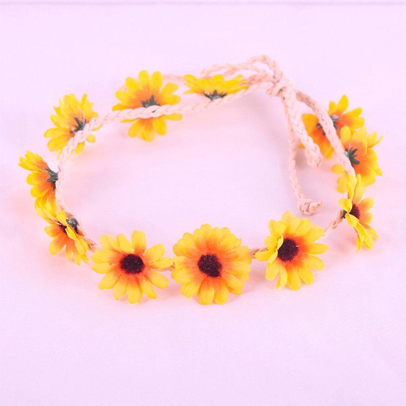 Simulated Flower Headband Boho Wedding Sunflower Hair Band Elastic Daisy Tiara