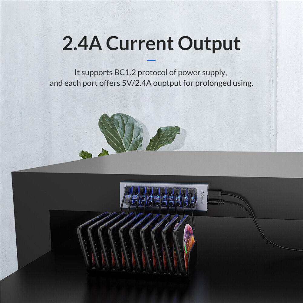 ORICO AT2U3-10AB 5Gbps USB3.0 HUB 10 Ports USB-A Dock Station Splitter (US)