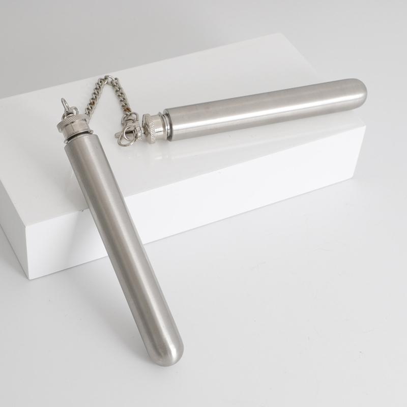 Stainless Steel Tube Flask with Chain 1.5oz Hip Flask Alcohol Oil Container Gift