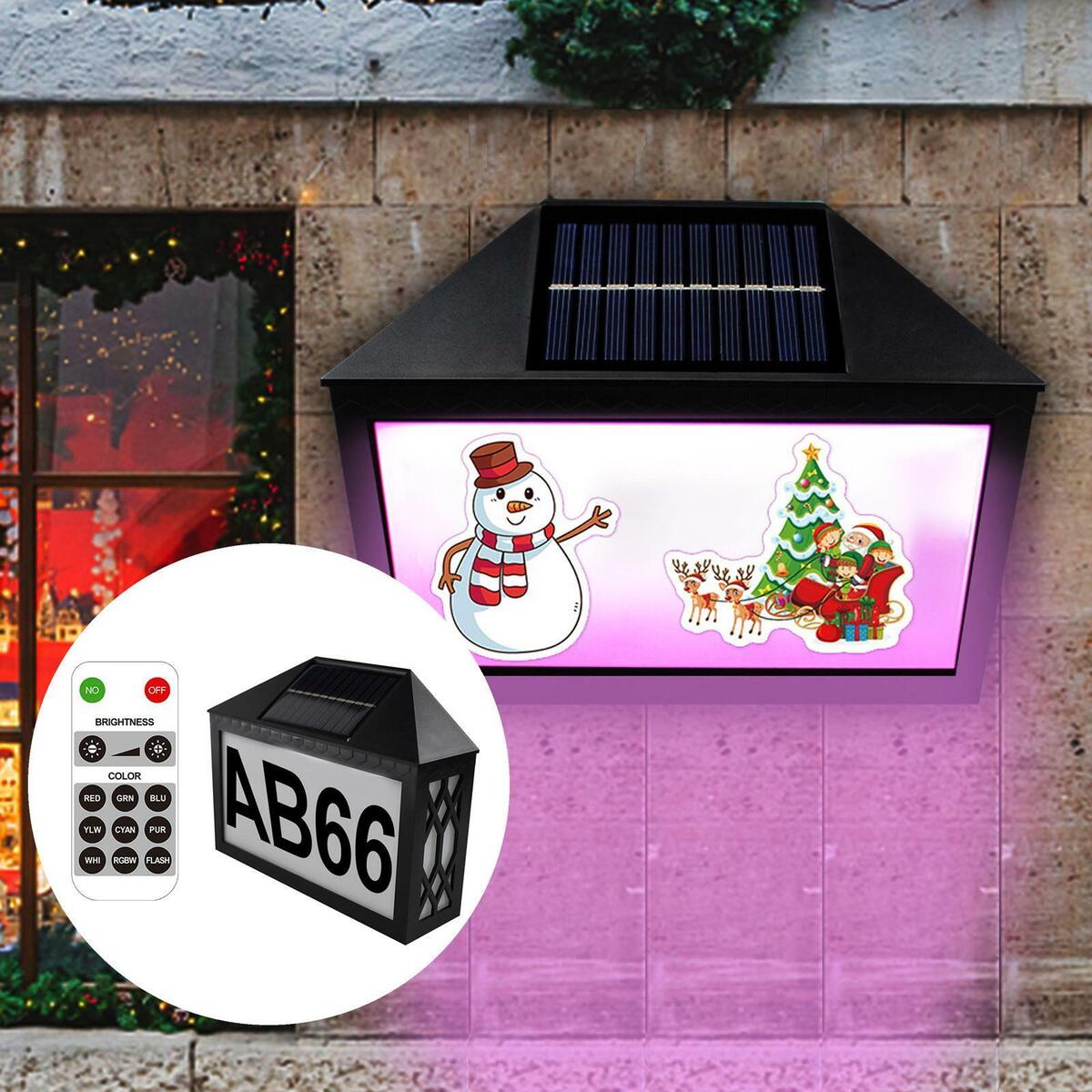Solar  Plaque House Number Set House Sign Address Light Out