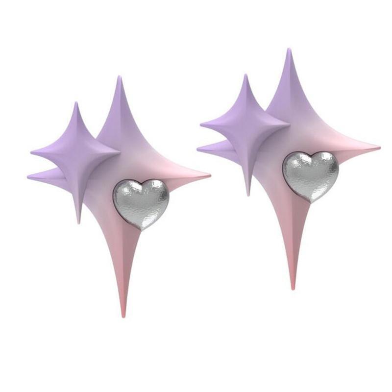 Hypoallergenic Earrings for Women Girls Purple Pink Gradient Color Stud Earring