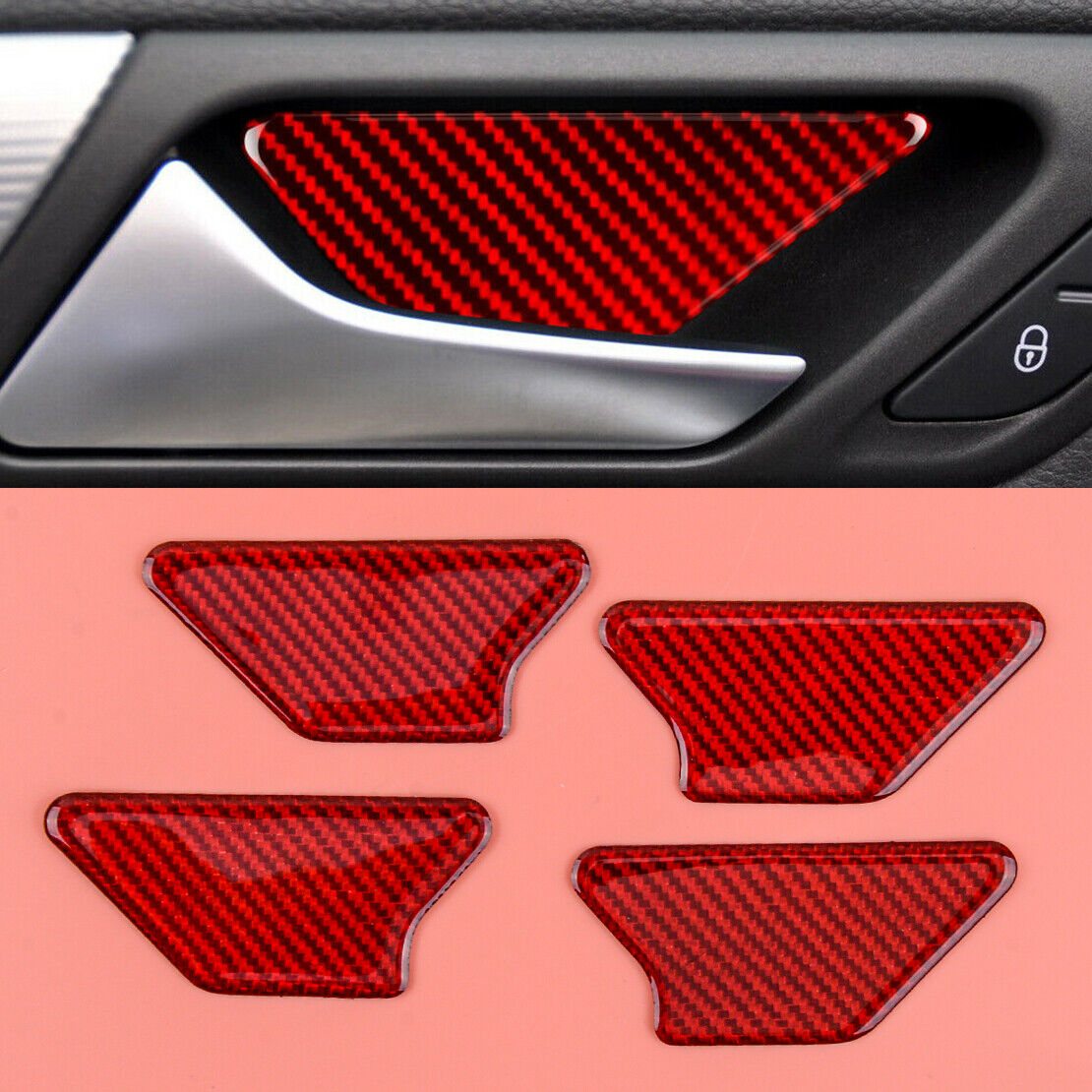 Kit Carbon Fiber Door Handle Bowl Cover Trim fit for VW Golf 6 GTI MK6 2008-2012